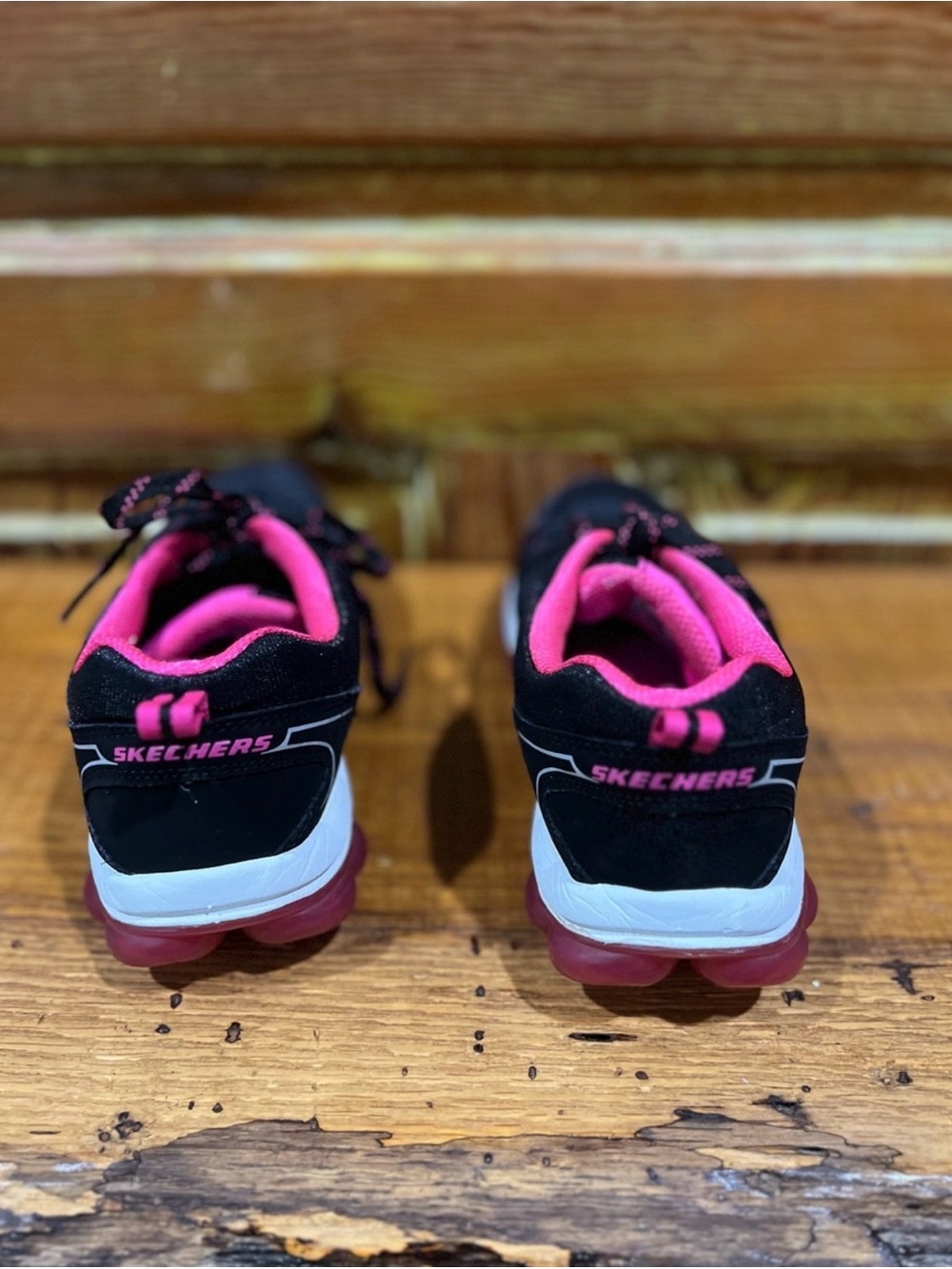 Skechers Black Athletic Sneakers with Pink Accents - Picture 6 of 11